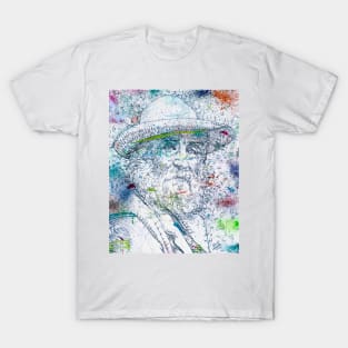 WALT WHITMAN watercolor and pencil portrait T-Shirt